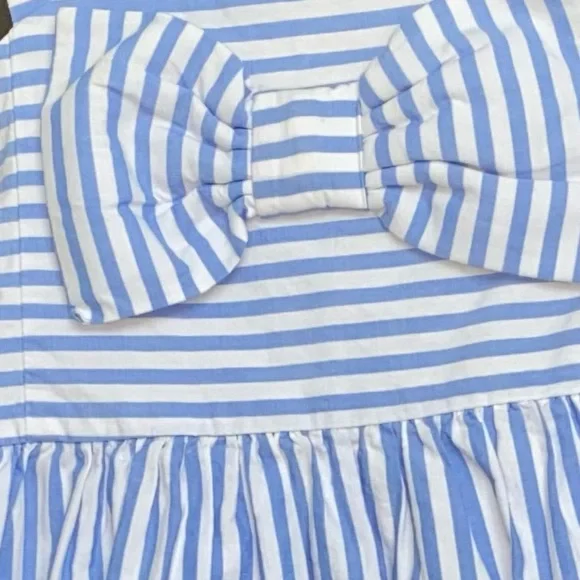 Janie and jack Kids dress size 2t light blue strips with and bow - Picture 4 of 5